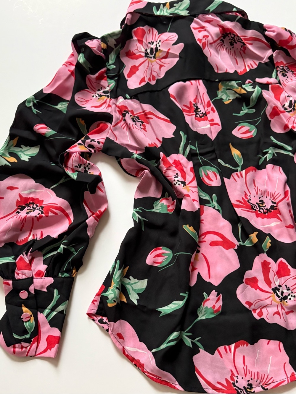 BTFBM Poppy print button down blouse S Small NWT - Picture 4 of 13